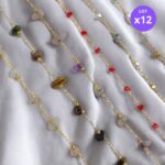 Lot de 12 (1,70€ unité) : Bracelet Doré Avec Perles – Acier Inoxydable