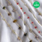 Lot de 24 (1,50€ unité) : Bracelet Doré Avec Perles – Acier Inoxydable