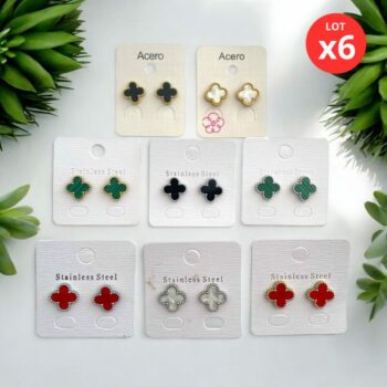 Lot de 6 paires (1,80€ la paire) : Boucle D'oreille Dorée et Argentée Trèfle