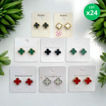 Lot de 24 paires (1,30€ la paire) : Boucle D'oreille Dorée et Argentée Trèfle