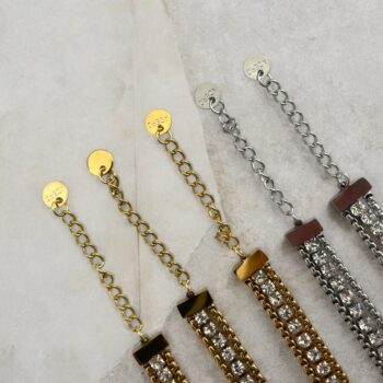 Lot de 24 (1,60€ unité) : Bracelet Doré Et Argenté Avec Strass – Acier Inoxydable – Image 4