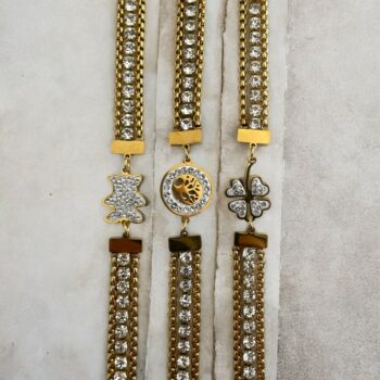 Lot de 24 (1,60€ unité) : Bracelet Doré Et Argenté Avec Strass – Acier Inoxydable – Image 7