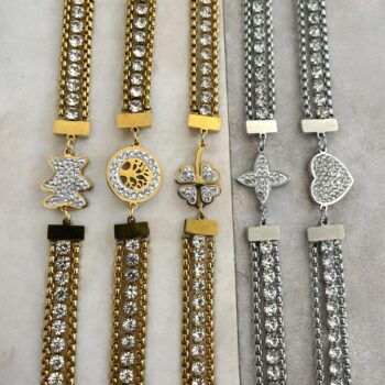 Lot de 24 (1,60€ unité) : Bracelet Doré Et Argenté Avec Strass – Acier Inoxydable – Image 6