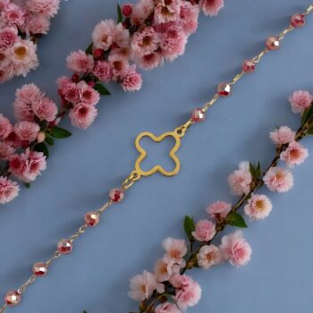 Lot de 24 (1,60€ unité) : Bracelet Doré Avec Perles & Breloques Trèfle – Acier Inoxydable – Image 13