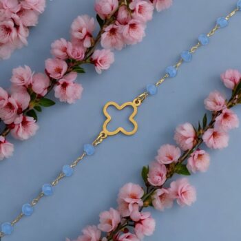 Lot de 24 (1,60€ unité) : Bracelet Doré Avec Perles & Breloques Trèfle – Acier Inoxydable – Image 12