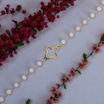 Lot de 24 (1,60€ unité) : Bracelet Doré Avec Perles & Breloques Trèfle – Acier Inoxydable – Image 11