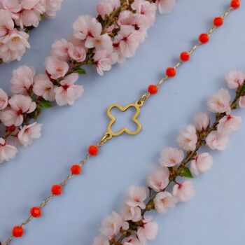 Lot de 24 (1,60€ unité) : Bracelet Doré Avec Perles & Breloques Trèfle – Acier Inoxydable – Image 10