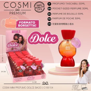 Présentoir de 23 + 1 Tester Gratuit (soit 1,85€ pièce) : Eau de Toilette Femme 30ml DOLCE BACIO - Cosmi – Image 2