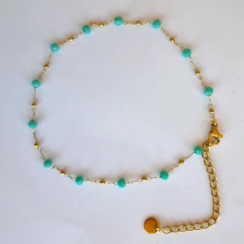 Lot de 5 (2,30€ unité) : Bracelet de cheville Doré Acier Inoxydable - Perles colorées – Image 4
