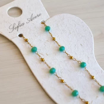 Lot de 5 (2,30€ unité) : Bracelet de cheville Doré Acier Inoxydable - Perles colorées – Image 2