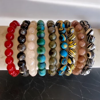 Lot de 9 (1,30€ unité) : Bracelet Pierres Rondes colorées