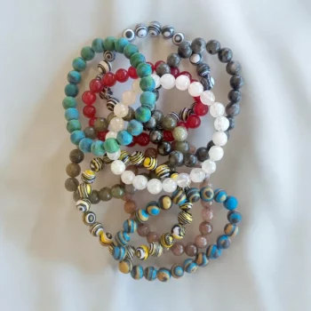 Lot de 9 (1,30€ unité) : Bracelet Pierres Rondes colorées – Image 5