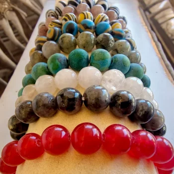 Lot de 9 (1,30€ unité) : Bracelet Pierres Rondes colorées – Image 4