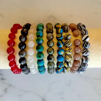 Lot de 9 (1,30€ unité) : Bracelet Pierres Rondes colorées – Image 8