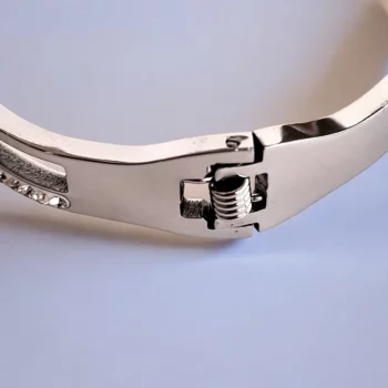 Bracelet Argenté Rigide Acier Inoxydable - CD & Strass – Image 3