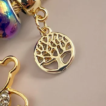 Mélange de 12 (0,90€ unité) : Bracelet Ourson à Strass Doré, Grosse Perle – Image 3