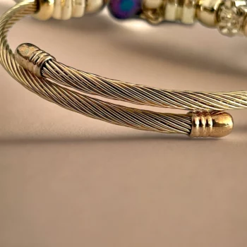Mélange de 12 (0,90€ unité) : Bracelet Ourson à Strass Doré, Grosse Perle – Image 5