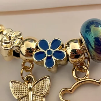 Mélange de 12 (0,90€ unité) : Bracelet Ourson à Strass Doré, Grosse Perle – Image 2