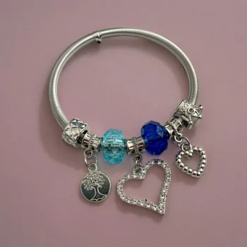 Mélange de 12 (0,90€ unité) : Bracelet Coeur Argenté, Grosses Perles – Image 12