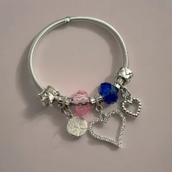 Mélange de 12 (0,90€ unité) : Bracelet Coeur Argenté, Grosses Perles – Image 11