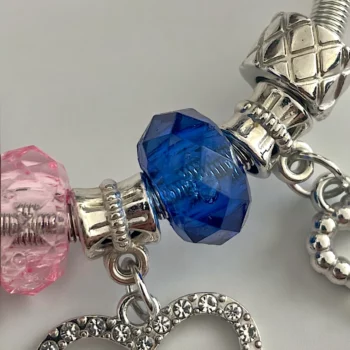 Mélange de 12 (0,90€ unité) : Bracelet Coeur Argenté, Grosses Perles – Image 7