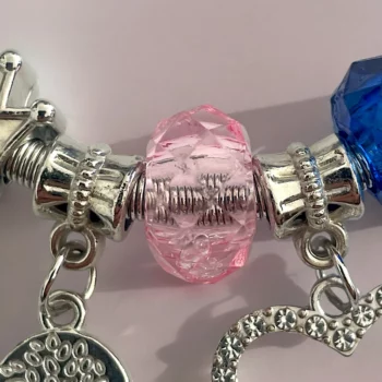 Mélange de 12 (0,90€ unité) : Bracelet Coeur Argenté, Grosses Perles – Image 6