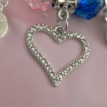 Mélange de 12 (0,90€ unité) : Bracelet Coeur Argenté, Grosses Perles – Image 4