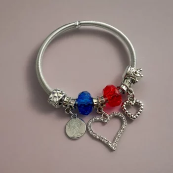 Mélange de 12 (0,90€ unité) : Bracelet Coeur Argenté, Grosses Perles – Image 13