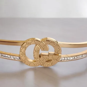 Bracelet Doré Rigide Acier Inoxydable - CG & Strass – Image 2