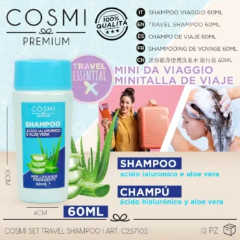 Mini Shampoing de Voyage 60ml ALOE VERA & ACIDE HYALURONIQUE – Cosmi Premium – Image 5