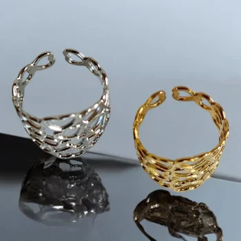 Lot de 16 (2,25€ unité) : Bague Dorée & Argentée Ajustable Acier Inoxydable (Aléatoire) – Image 16