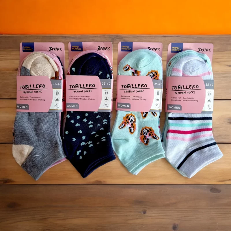 Lot de 12 Paires (0,33€ Pièce) : Chaussettes Courtes à Motifs Pour femme