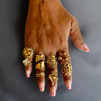 Lot de 16 (2,25€ unité) : Bague Dorée & Argentée Ajustable Acier Inoxydable (Aléatoire) – Image 2