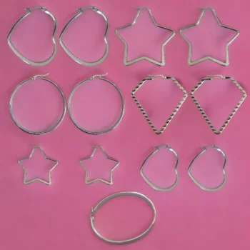 Lot de 20 paires (soit 0,85€ la paire) : Boucle d'oreille Argentée Différentes Tailles et Modèles