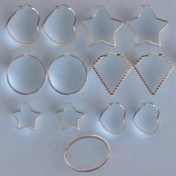 Lot de 30 paires (soit 0,75€ la paire) : Boucle d'oreille Argentée Différentes Tailles et Modèles