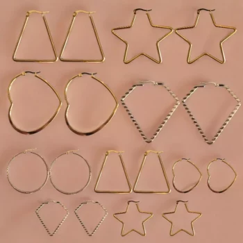 Lot de 30 paires (soit 0,95€ la paire) : Boucle d'oreille Dorée Différentes Tailles et Modèles