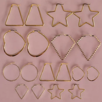 Lot de 10 paires (soit 1,15€ la paire) : Boucle d'oreille Dorée Différentes Tailles et Modèles