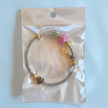 Lot de 12 (0,75€ unité) : Bracelet Argenté Pendant ETOILE Avec Perles & Breloques – Mélange de Couleurs – Image 6