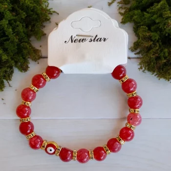 Lot de 12 (0,75€ unité) : Bracelet ŒIL Coloré Avec Perles Translucides & Strass – Mélange de Couleurs – Image 6