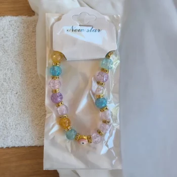 Lot de 12 (0,75€ unité) : Bracelet ŒIL Coloré Avec Perles Translucides & Strass – Mélange de Couleurs – Image 3