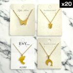 Lot de 20 (1,50€ unité) : Colliers Dorés Avec Pendentif - Assortiment De Pendentifs Différents