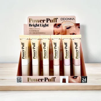 Présentoir de 24 (1,25€ pièce) : Enlumineur Liquide Waterproof POWER PUFF - D'Donna