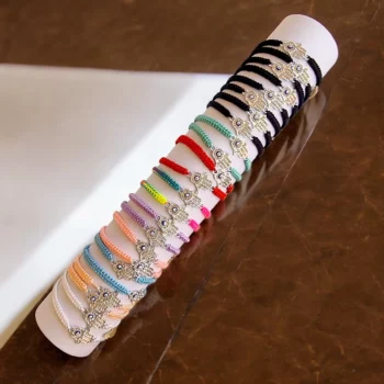 Lot de 24 (0,75€ unité) : Bracelet Tressé MAIN DE FATMA & ŒIL Strass – Mélange de Couleurs – Image 6