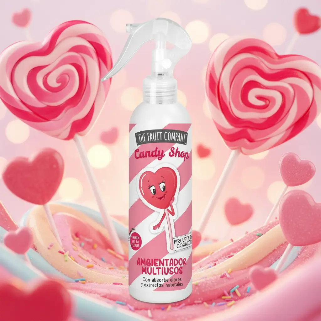 spray sucette en coeur the fruit company A Partir de 1,50€ Prix Dégressif : Spray désodorisant multi-usage Sucette - The Fruit Company – Image 1