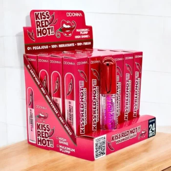 Présentoir de 24 (soit 1,18€ l'unité) Brillant à Lèvres KISS RED HOT!! - D'Donna – Image 3