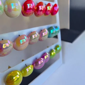 Présentoir de 12 paires (soit 0,95€ la paire) : Boucles d'oreilles En Acier Inoxydable différents coloris – Image 2