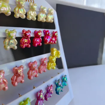 Présentoir de 12 paires (soit 0,95€ la paire) : Boucles d'oreilles En Acier Inoxydable différents coloris – Image 2