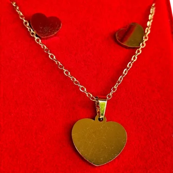 Lot de 3 Coffrets (3€ unité) : Collier et Boucles d'oreilles - Collection COEUR en Acier Inoxydable – Image 2