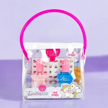Petit Sac 3 Pièces 2 Vernis Peel Off BLEU & ROSE + Stickers - Cosmi
