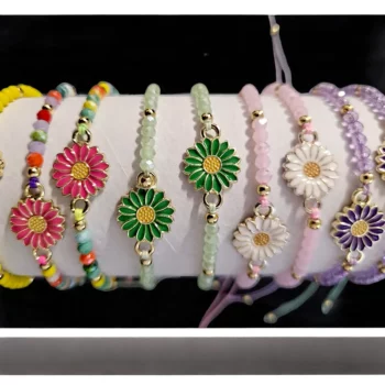 Présentoir de 24 (soit 0,40€ unité) : Bracelets "Perles et Fleurs" – Image 2